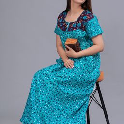 MAYA PRINT Women Floral Printed Cotton Maxi Nightdress-picture-0