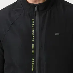 Peter England Casuals Men Stand Collar Solid Bomber Jacket image 5