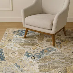 LUXEHOME INTERNATIONAL Blue & Beige Abstract Printed Carpet-picture-25
