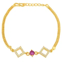 MEMOIR Gold-Plated Faux Ruby Imitation Diamond Link Bracelet-picture-20