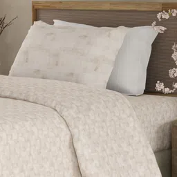 Boutique Living India Valatia Beige Printed Cotton 200TC Single Bedsheet Set 2.2 m x 1.5 m image 2