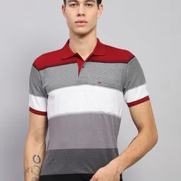 Monte Carlo Men Striped Polo Collar Cotton T-shirt image 1