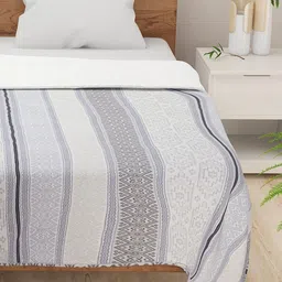 SWAYAM Grey & White Geometric AC Room 110 GSM Double Bed Dohar image 5