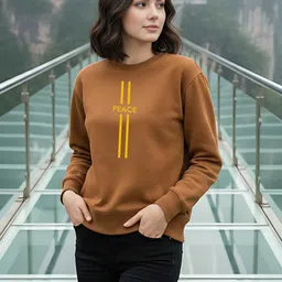 Moda Rapido Women Printed Round Neck Regular Fit Long Sleeve Sweatshirt image 3