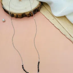 ABDESIGNS Silver Plated American Diamond Studded & Beaded Mangalsutra-picture-32