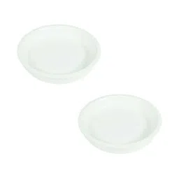 LASAKI 2Pcs White Ceramic Lightweight Circular Flower Planter Plates-picture-24