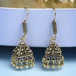 Anouk German Gold-Plated Oxidised Dome Shaped Jhumkas-picture-31