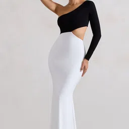 lime Women Bodycon Black, White Maxi/Full Length Dress-picture-39