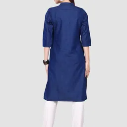 SK Creation Striped Printed Denim Straight Kurta image 4