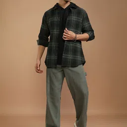 HIGHLANDER Men Spread Collar Tartan Checked Relaxed Fit Casual Shirt image 2