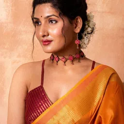 WHE Wooden Artificial Beads Beaded Contemporary Shaped Drop Earrings image 4