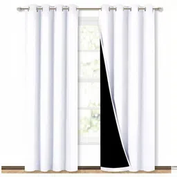 BFAM White Set of 2 Black Out Door Curtain-picture-20