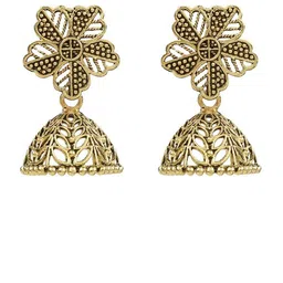 Shining Jewel - By Shivansh Set Of 4 Gold Plated Oxidised Dome Shaped Jhumkas-picture-12