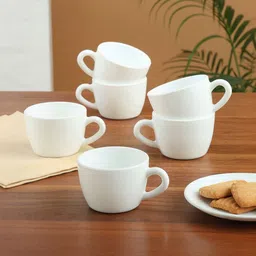 Larah by BOROSIL White 6 Pieces Opalware Glossy Cups-picture-28