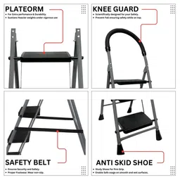 TNT THE NEXT TREND Grey & Black Textured 3-Step Foldable Step Ladder image 4