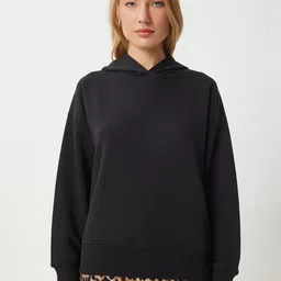 Happiness istanbul Women Solid Hooded Long Sleeves Oversized Sweatshirt-image-77