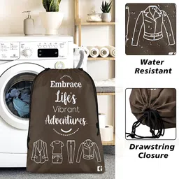 Aura Brown & White 12 Pieces Printed Foldable Laundry Bags image 5