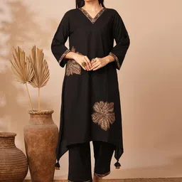 fashor FASHORFloral Embroidered A-Line Tunic & Trousers-picture-10