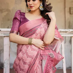 SHREEMALL Ethnic Motifs Zari Tissue Saree image 3