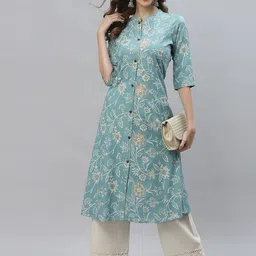 lamba creations Women Printed Viscose Rayon A-line Kurta-picture-17