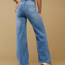 dolce crudo Women Relaxed Fit High Rise Blue Jeans image 4