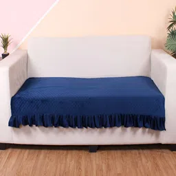 STITCHNEST Blue Self Design 3 Seater Sofa Cover-picture-15