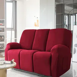 HOKIPO Burgundy Stretchable 3-Seater Recliner Sofa Cover-image-37