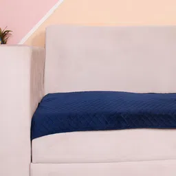 STITCHNEST Blue Self Design 3 Seater Sofa Cover image 4