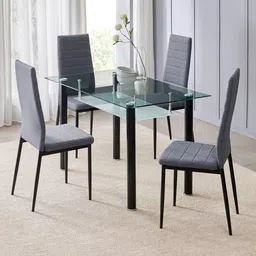 Home Centre Helios Frank Tempered Glass Top 4-Seater Dining Table - Black image 2