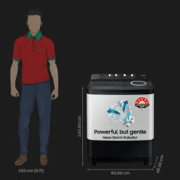 SAMSUNG 8.5 kg 5 Star Semi Automatic Washing Machine with Rat Protection (WT75B3200RR/TL, Dark Grey) image 2