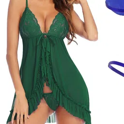 GuSo Shopee Women Green Nylon Baby Dolls-picture-35