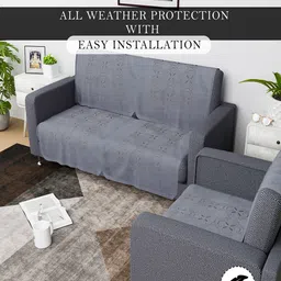 Kuber Industries Grey 6 Pieces Self Design Cotton 3 Seater Sofa Cover With Arms image 3