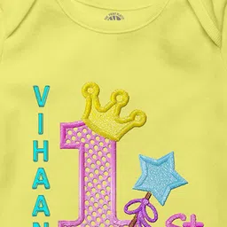 THE PRINT PLATTER Kids 1st Birthday Printed Romper Ultra Bio Wash Envelope Neck Bodysuit image 2