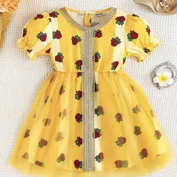 INCLUD Girls Printed Puff Sleeve Fit & Flare Dress-picture-27