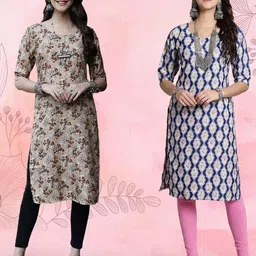 Ethnic basket Women Pack Of 2 Multicoloured Crepe Kurtas-picture-12