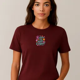 Anikmart Women Typography Printed Round Neck Pure Cotton T-shirt-picture-27