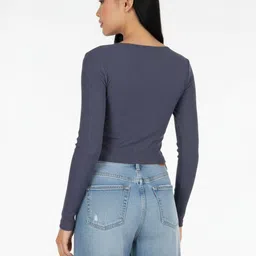 glitchez Ribbed V-Neck Fitted Top image 4