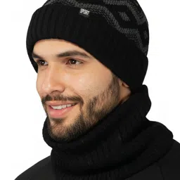 iSWEVEN Unisex Printed Woollen Beanie image 5