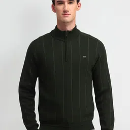 Arrow Sport Men Striped Mock Collar Cotton Pullover Sweaters-picture-41