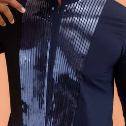 KISAH Men Yoke Design Mirror Work Kurta image 2