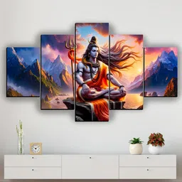 Beautiful Lord Shiva MDF Panel Art (30x18 inches) Digital Reprint 18 inch x 30 inch Painting-image-18