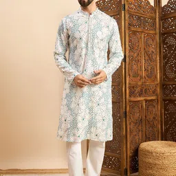 House of Pataudi Embroidered Straight Kurta-picture-27