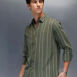 WROGN Men Vertical Striped Spread Collar Cotton Casual Shirt-picture-19