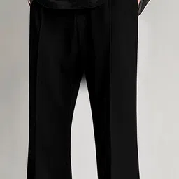 FTX Men Bell Bottom Relaxed Loose Fit Pleated Mid-Rise Korean Trousers image 5