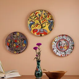 Homspurts Yellow & red 3 Piece Ethnic Motifs Printed Wall Art-picture-17