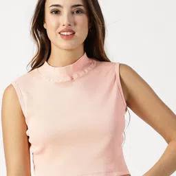 RAVINIK Women High Neck Sleeveless Crop Top-picture-41