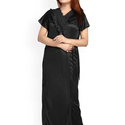 UWNAQA Satin Nightdress With Robe-picture-10