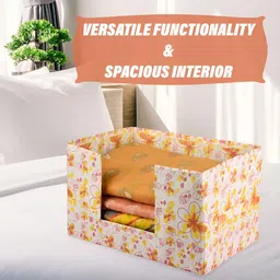 Aura Cream & Yellow 3 Pcs Floral Printed Saree Organisers image 4