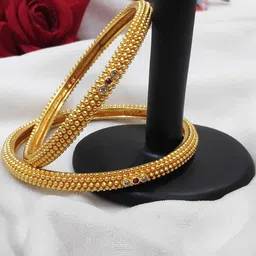 Prasansha Enterprises Set Of 2 Gold-Plated & Brass Bangles-picture-22
