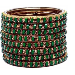 Shasmi Set of 8 Glass Artificial Stones Bangle-picture-27